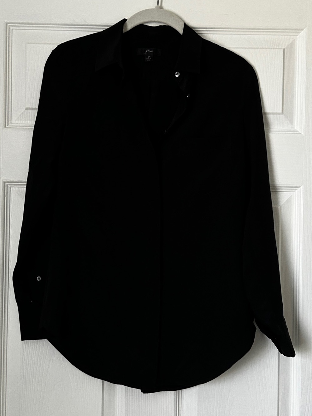 J. Crew Silk Black Long-Sleeve Button-Down Shirt